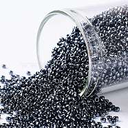 TOHO Round Seed Beads, Japanese Seed Beads, (81) Metallic Hematite, 15/0, 1.5mm, Hole: 0.7mm, about 15000pcs/50g(SEED-XTR15-0081)
