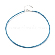 Braided Round Imitation Leather Bracelets Making, with Stainless Steel Color Tone Stainless Steel Lobster Claw Clasps, Deep Sky Blue, 17-1/8 inch(43.6cm)(BJEW-H610-01P-13)