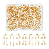 300Pcs Brass Wire Guardians, Real 18K Gold Plated, 5x4x1.5mm, Hole: 0.5mm(FIND-AR0002-04)