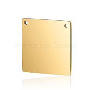201 Stainless Steel Pendants, Manual Polishing, Square, Golden, 16x16x1mm, Hole: 1mm(STAS-S105-T614-2-16)
