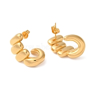 Ion Plating(IP) 304 Stainless Steel Twist Stud Earrings, Real 18K Gold Plated, 24x13mm(EJEW-K244-41G)