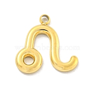 Real 18K Gold Plated Vacuum Plating 304 Stainless Steel Pendants, Twelve Constellations Charms, Leo, 10.8x11x1mm, Hole: 1.2mm(STAS-L278-002G-05)