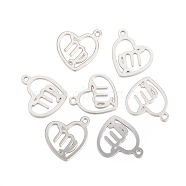 304 Stainless Steel Pendants, Laser Cut, Heart with Constellation, Virgo, 15.5x13x0.8mm, Hole: 1.5mm(STAS-I157-07C)