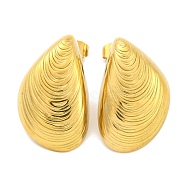 Shell Shapes Ion Plating(IP) 304 Stainless Steel Stud Earrings, Real 18K Gold Plated, 25x16mm(EJEW-H013-14G)