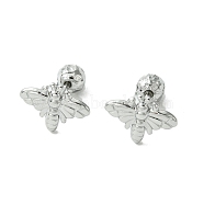 304 Stainless Steel Ear Studs, Bees, Stainless Steel Color, 9.5x12.5mm(EJEW-Q801-12P)