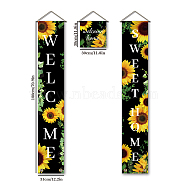 Polyester Hanging Sign for Home Office Front Door Porch Decorations, Rectangle & Square, Word Give Thanks, Black, 180x30cm and 30x30cm, 3pcs/set(HJEW-WH0023-012)
