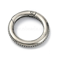 Tibetan Style 316 Surgical Stainless Steel Spring Gate Rings, Round Ring, Antique Silver, 21.6x3.4mm(STAS-E191-02AS)