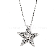 Zinc Alloy Pendant Necklaces,  201 Stainless Steel Chains Necklaces, Star, 23.43 inch(59.5cm), pendant: 40x42mm(NJEW-M211-14B-ASP)