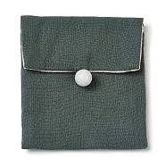 Burlap Packing Button Pouches Bags, for Jewelry Packaging, Rectangle, Teal, 9.3x8.5x0.8~1.45cm(AJEW-Z015-02B)