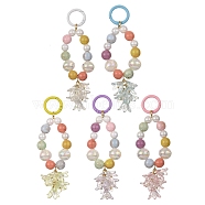 Lily Flower Acrylic Pendant Decorations, with Resin Beads and Alloy Spring Gate Rings, Mixed Color, 120~123x31.5mm(HJEW-JM01088)