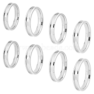 Unicraftale 8Pcs 4 Size 304 Stainless Steel Grooved Finger Ring Settings, Ring Core Blank, for Inlay Ring Jewelry Making, Stainless Steel Color, US Size 6 3/4(17.1mm)~US Size 10 3/4(20.3mm), 4mm, Ring Groove: 2mm, 2pcs/size(STAS-UN0034-98)