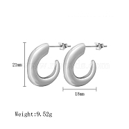 304 Stainless Steel Stud Earrings, Horn Half Hoop Earrings, Stainless Steel Color, 21x18mm(OU4872-4)