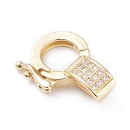 Brass Micro Pave Clear Cubic Zirconia Twister Clasps, Long-Lasting Plated, Golden, 18x13.5x6mm, Hole: 5.5x3.5mm(ZIRC-L097-021G)