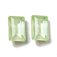 Glass Rhinestone Cabochons, Point Back & Back Plated, Faceted, Rectangle, Chrysolite, 6x4x3mm(RGLA-G021-01A-238DE)