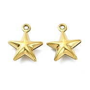 Ion Plating(IP) 304 Stainless Steel Charms, Star Charms, Real 18K Gold Plated, 14x12x4.5mm, Hole: 1.2mm(STAS-L024-012G)