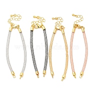 Brass Mesh Chain Link Bracelet Making, with Rhinestone & Lobster Claw Clasp, Fits for Connector Charms, Mixed Color, 4-5/8~6-5/8 inch(16.6~16.9cm), Hole: 2mm(DIY-B066-01G)