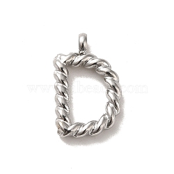 304 Stainless Steel Charms, Letter D Charm, Stainless Steel Color, 14x9x2mm, Hole: 2mm(STAS-L022-232A-P)