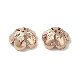 304 Stainless Steel Bead Caps, 5-Petal Flower, Rose Gold, 13.5x6mm, Hole: 1.2mm(STAS-P363-04B-RG)