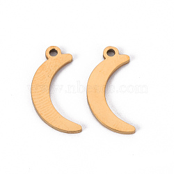 201 Stainless Steel Pendants, Laser Cut Pendants, Moon, Golden, 16x7.5x1mm, Hole: 1.4mm(STAS-S110-078G)