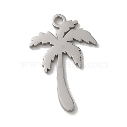 304 Stainless Steel Pendants, Laser Cut, Coconut Tree Charm, Stainless Steel Color, 18x12x1mm, Hole: 1.4mm(STAS-K270-15P)