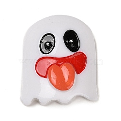 Ghost Halloween Opaque Resin Decoden Cabochons, Halloween Jewelry Craft, White, 34.5x28x10mm(RESI-R446-02L)