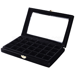 Lint Boxes, with Clad Plate, Jewelry Display Wedding Packaging Storage Case Organizer, Rectangle, Black, 24.2x15.2x3.4cm(CON-WH0081-31)