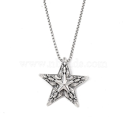 Zinc Alloy Pendant Necklaces,  201 Stainless Steel Chains Necklaces, Star, 23.43 inch(59.5cm), pendant: 40x42mm(NJEW-M211-14B-ASP)