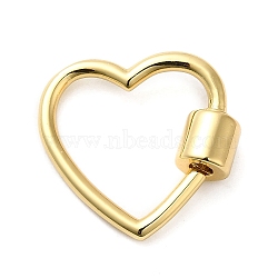 Rack Plating Brass Screw Carabiner Lock Charms, for Necklaces Making, Lead Free & Cadmium Free, Long-Lasting Plated, Heart, Real 18K Gold Plated, 18.5x20x5.5mm, Inner Diameter: 13x15mm(KK-D047-09G)
