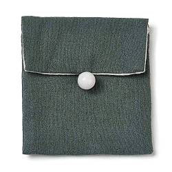 Burlap Packing Button Pouches Bags, for Jewelry Packaging, Rectangle, Teal, 9.3x8.5x0.8~1.45cm(AJEW-Z015-02B)