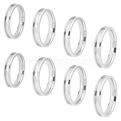 8Pcs 4 Size 304 Stainless Steel Grooved Finger Ring Settings, Ring Core Blank, for Inlay Ring Jewelry Making, Stainless Steel Color, US Size 6 3/4(17.1mm)~US Size 10 3/4(20.3mm), 4mm, Ring Groove: 2mm, 2pcs/size(STAS-UN0034-98)