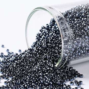 TOHO Round Seed Beads, Japanese Seed Beads, (81) Metallic Hematite, 15/0, 1.5mm, Hole: 0.7mm, about 15000pcs/50g