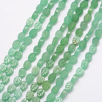 Natural Green Aventurine Beads Strands, Leaf, 8x6x3.5mm, Hole: 1mm, about 48pcs/strand, 15.5 inch