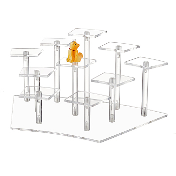 10-Slot Transparent Acrylic Minifigures Display Risers, Arc-Shaped Organizer Holder for Models, Building Blocks, Doll Display Holder, Clear, Finished Product: 29.5x17.6x17.7cm