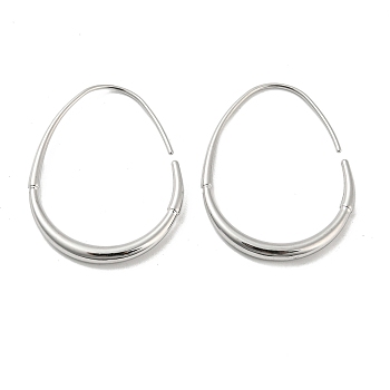 304 Stainless Steel Dangle Earrings, Egg, Stainless Steel Color, 38.5x3mm