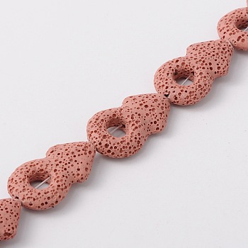 Synthetic Lava Rock Bead Strands, Male Gender Sign/Mars, Dyed, Pink, 34x22x8mm, Hole: 1mm, about 12pcs/strand, 15.7 inch