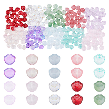 200Pcs 10 Colors Transparent Spray Painted Glass Beads, Cat Paw Print, Mixed Color, 11x12x8.5mm, Hole: 1.2mm, 20pcs/color