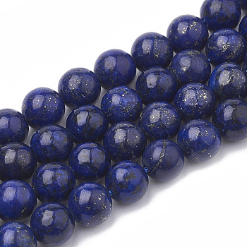 Natural Lapis Lazuli Beads Strands, Dyed, Round, 8mm, Hole: 1mm, about 45~48pcs/strand, 14.96 inch