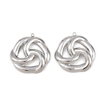 304 Stainless Steel Pendants, Geometric Charm, Stainless Steel Color, 31.5x30.5x4mm, Hole: 1.8mm