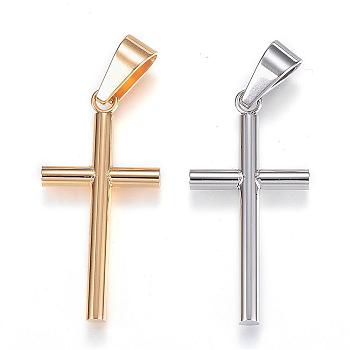 304 Stainless Steel Pendants, Cross, Mixed Color, 34x17x3mm, Hole: 9x4mm