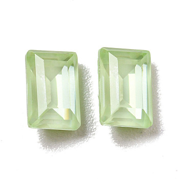 Glass Rhinestone Cabochons, Point Back & Back Plated, Faceted, Rectangle, Chrysolite, 6x4x3mm