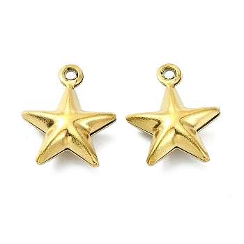 Ion Plating(IP) 304 Stainless Steel Charms, Star Charms, Real 18K Gold Plated, 14x12x4.5mm, Hole: 1.2mm