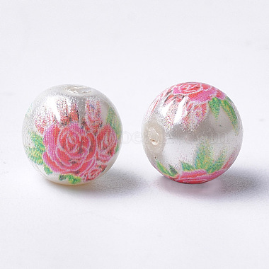 Printed & Spray Painted Imitation Pearl Glass Beads(GLAA-S047-06A-10)-2