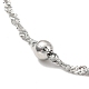 304 Stainless Steel Singapore Chain Necklace with Beads for Men Women(NJEW-P263-01P)-3