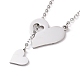 302 Stainless Steel Heart Puzzle Pendant Lariat Necklaces(NJEW-I118-01P)-1