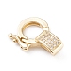 Brass Micro Pave Clear Cubic Zirconia Twister Clasps(ZIRC-L097-021G)-1