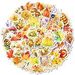 50Pcs Cartoon Leaf Paper Sticker, Self-adhesion, for Suitcase, Skateboard, Refrigerator, Helmet, Mobile Phone Shell, Mixed Color, 39~66x23~51x0.2mm, 50pcs/set(STIC-C012-12)