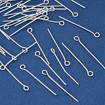 Brass Eye Pins, Lead Free & Cadmium Free & Nickel Free, Silver, 25x3x1mm, Hole: 1.6mm(KK-H258-08A-S)