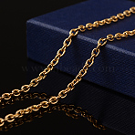 Ion Plating(IP) 304 Stainless Steel Cable Chains, Unwelded, with Spool, Golden, 4x3x0.8mm, about 32.8 Feet(10m)/roll(CHS-H007-45G)