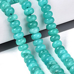 Natural White Jade Beads Strands, Smooth Rondelle, Dyed, Medium Turquoise, 10~10.5x5.5~6mm, Hole: 0.7~1.2mm, about 61~69pcs/strand, 14.37~15.55 inch(36.5~39.5cm)(G-Q613-01F-14)