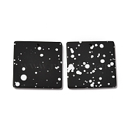 Airspay Painted Acrylic Pendants, Square, Black, 29.5x29.5x2mm, Hole: 2mm(ACRP-C006-02A-01)